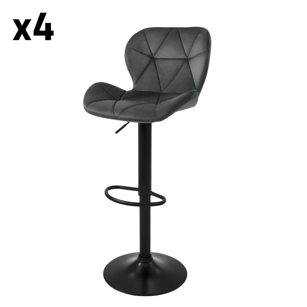 ML-Design Barhocker 4er Set Grau aus Samt höhenverstellbar drehbar style modern Grau Samt