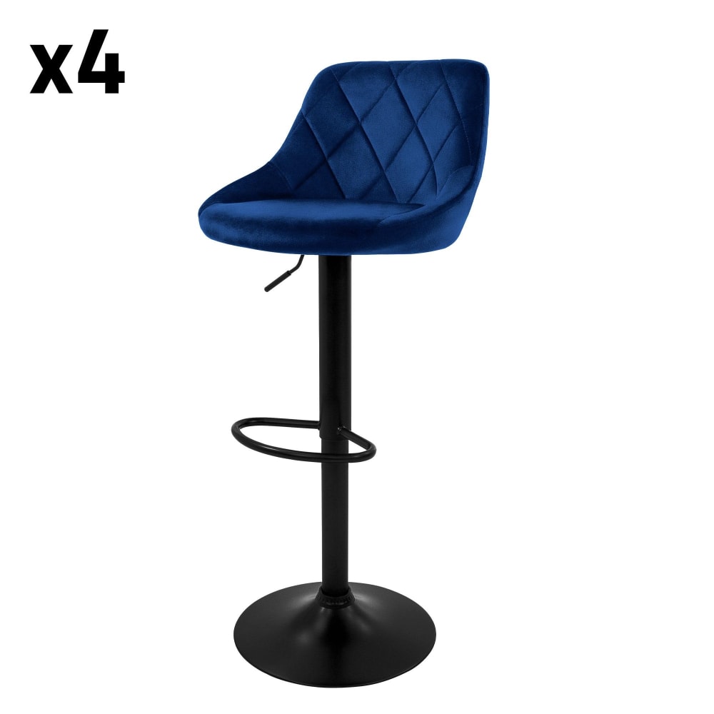ML-Design Barhocker 4er Set aus Samt Blau höhenverstellbar drehbar Blau Samt