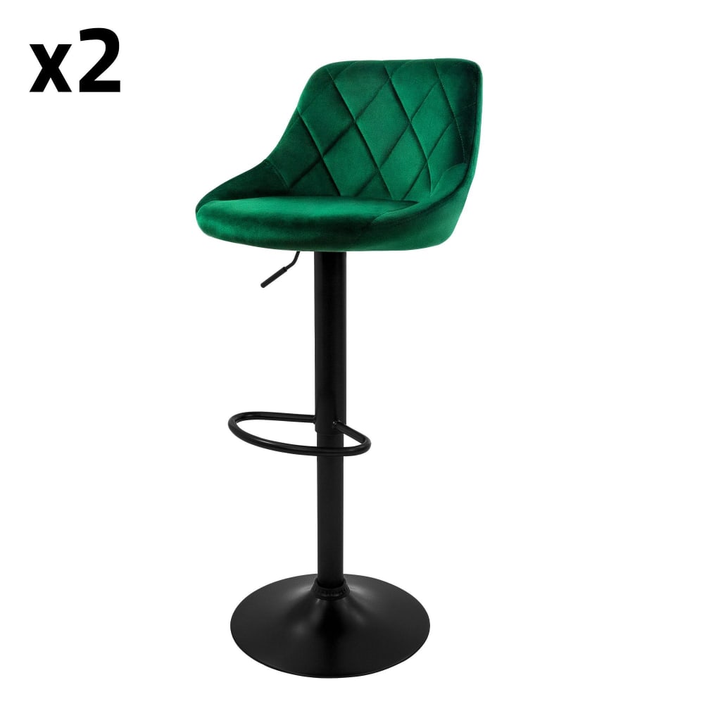 ML-Design Barhocker 2er Set aus Samt Grün höhenverstellbar drehbar Grün Samt