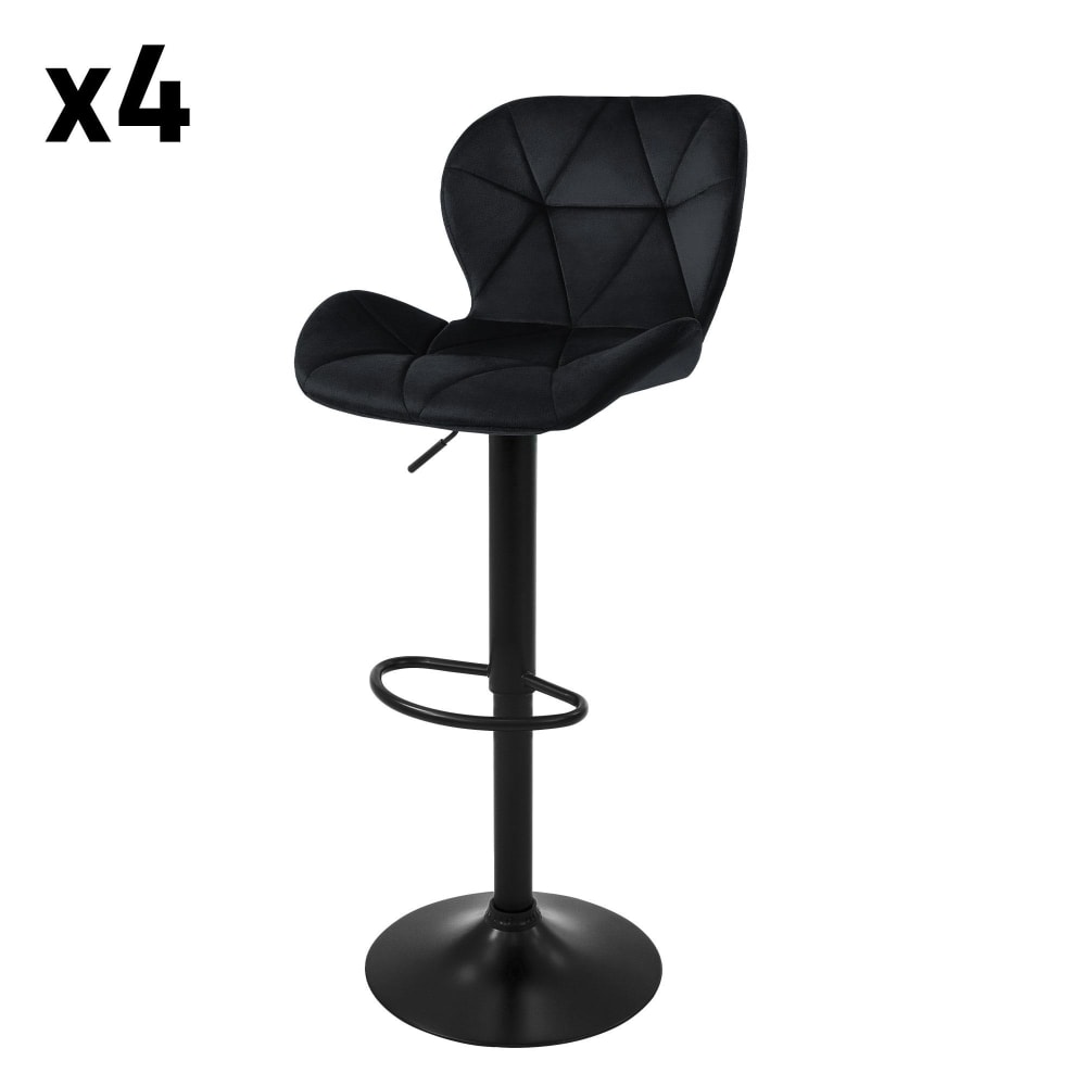ML-Design Barhocker 4er Set Schwarz aus Samt höhenverstellbar drehbar style modern Schwarz Samt