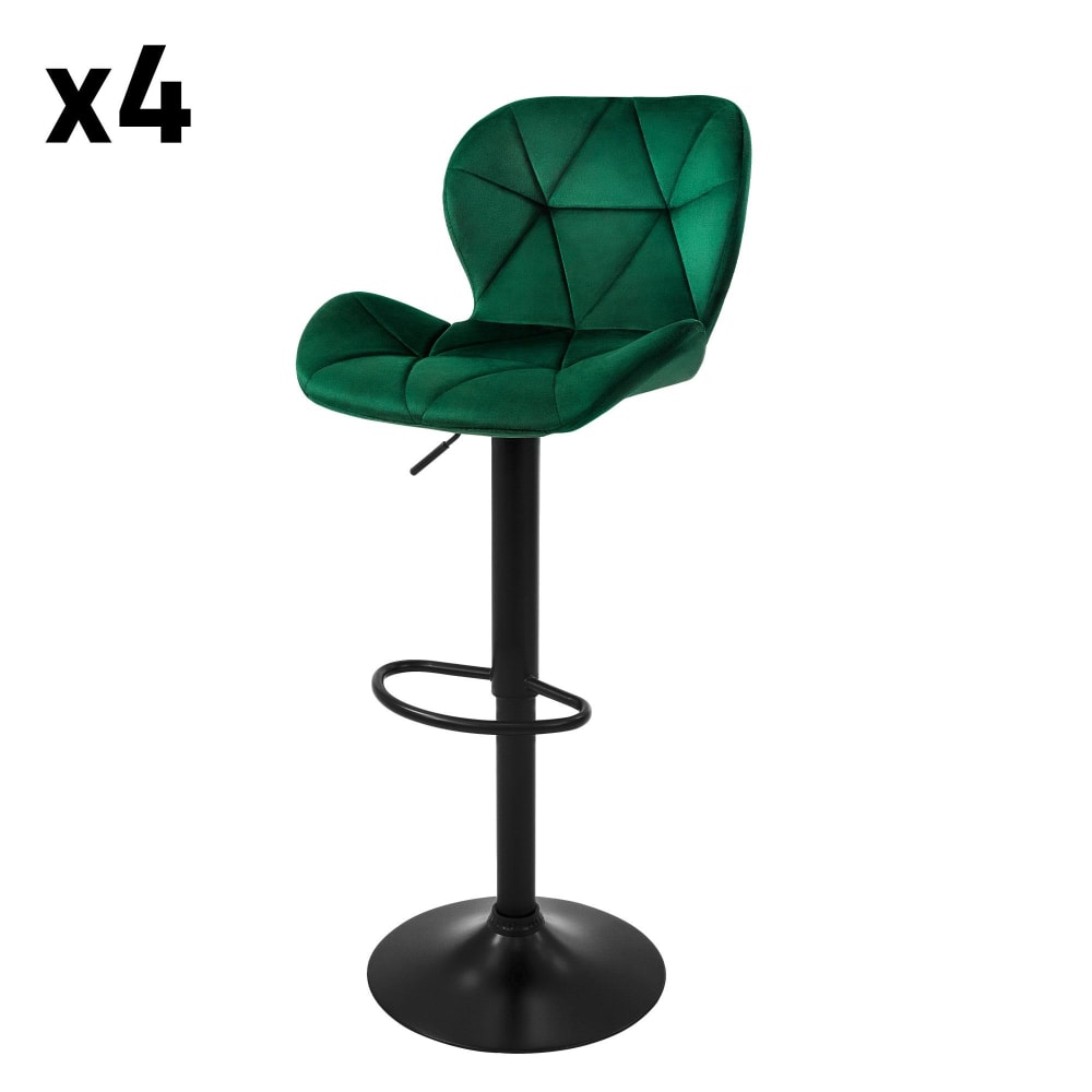 ML-Design Barhocker 4er Set Grün aus Samt höhenverstellbar drehbar style modern Grün Samt