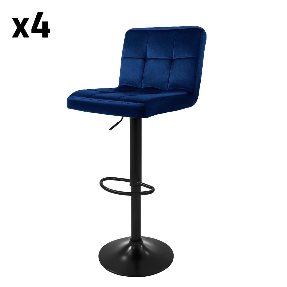 ML-Design Barhocker 4er Set Blau aus Samt höhenverstellbar drehbar Blau Samt