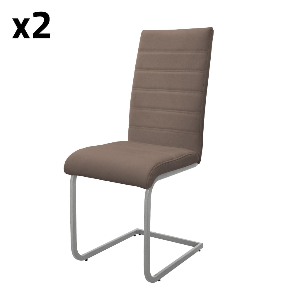 ML-Design Freischwinger 2er Set Metallgestell Sitz aus Kunstleder Braun Braun Webpelz