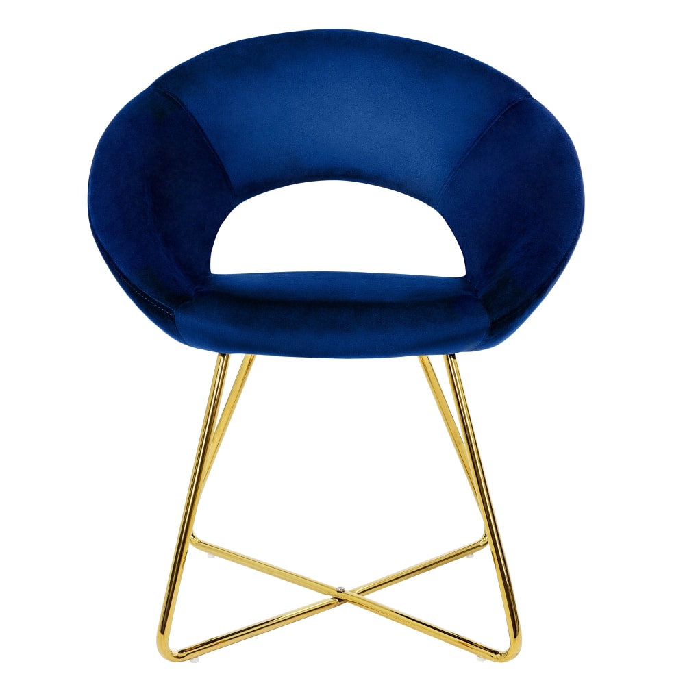 ML-Design Esszimmerstuhl, Blau, Samt, goldene Beine, ergonomisch Blau Samt