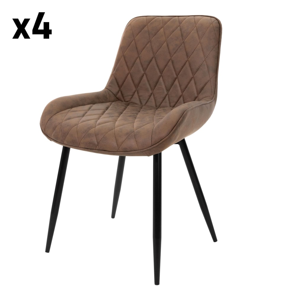 Lote de 4 sillas de acero, marrón