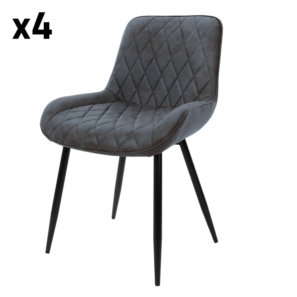 ML-Design Esszimmerstühle 4er Set Anthrazit mit Kunstlederbezug und Metallbeinen Grau Webpelz