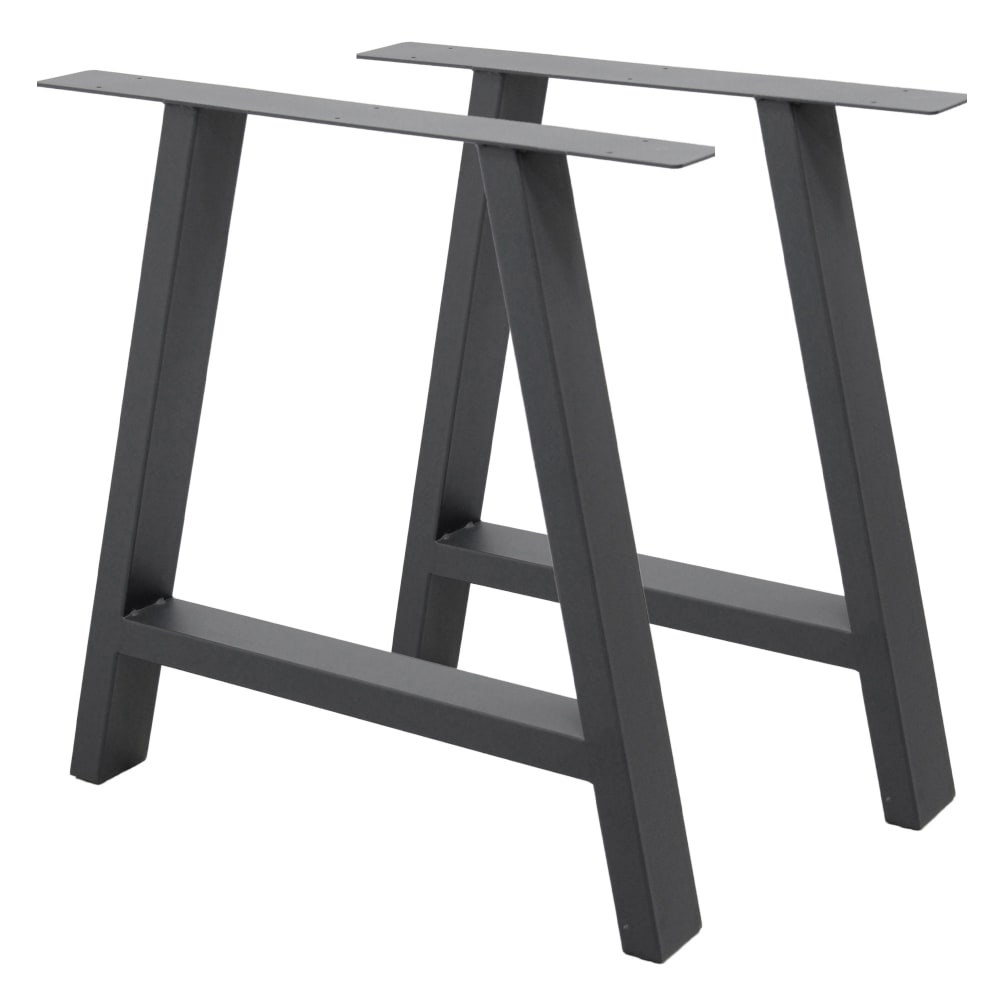 ECD Germany Tischbeine 2er Set 70 x 72 cm, Anthrazit, A-Form, Stahl, Industrial Grau Metall