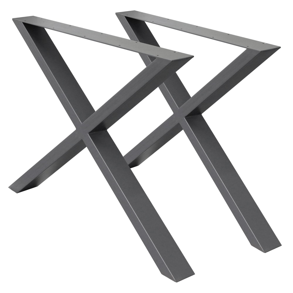 ECD Germany Tischbeine 2er Set 60 x 72 cm, Anthrazit, X-Form, Stahl, Industrial Grau Metall
