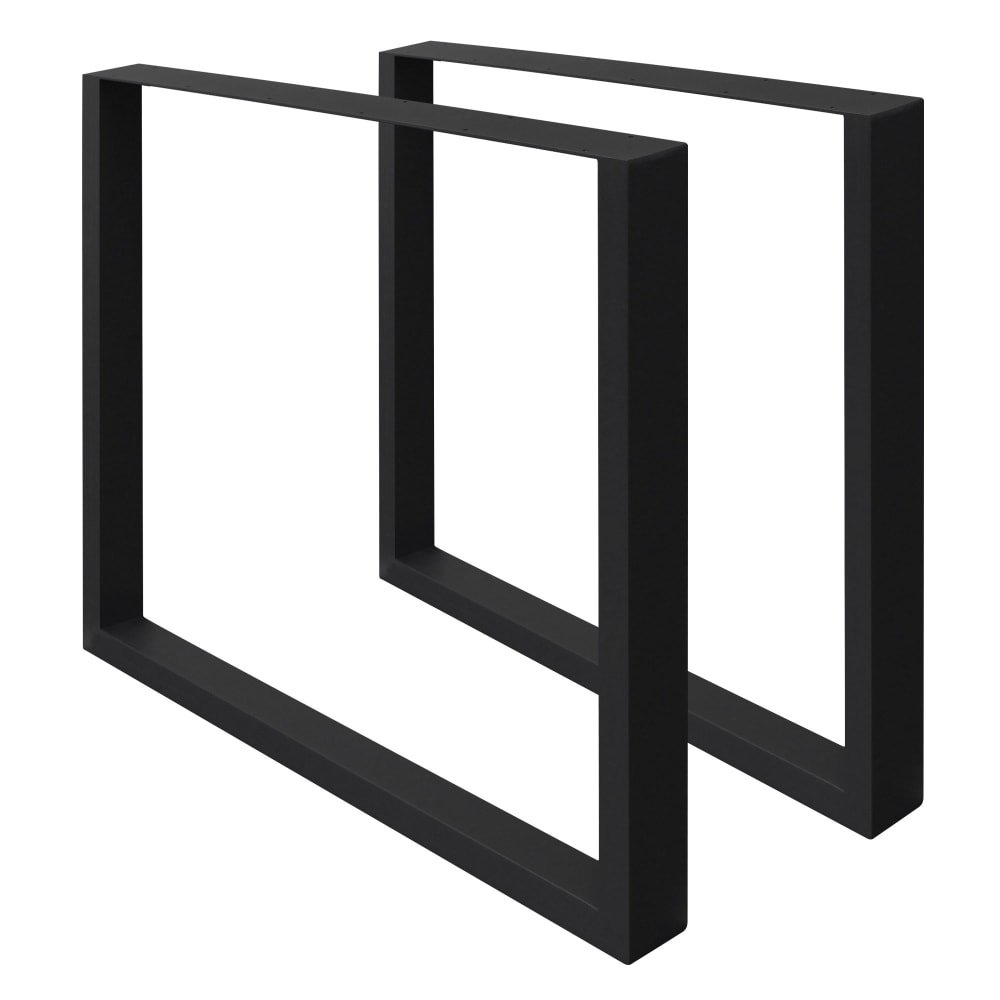 ECD Germany Tischbeine 2er Set 70 x 72 cm, Schwarz, aus Stahl, Industriedesign Schwarz Metall