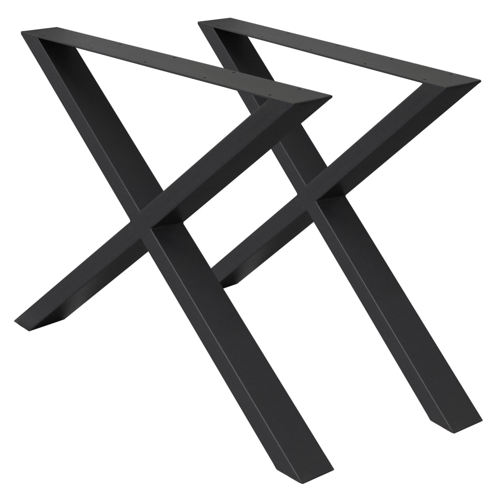 ECD Germany Tischbeine 2er Set 60 x 72 cm, Schwarz, X-Form, aus Stahl, Industrial Schwarz Metall