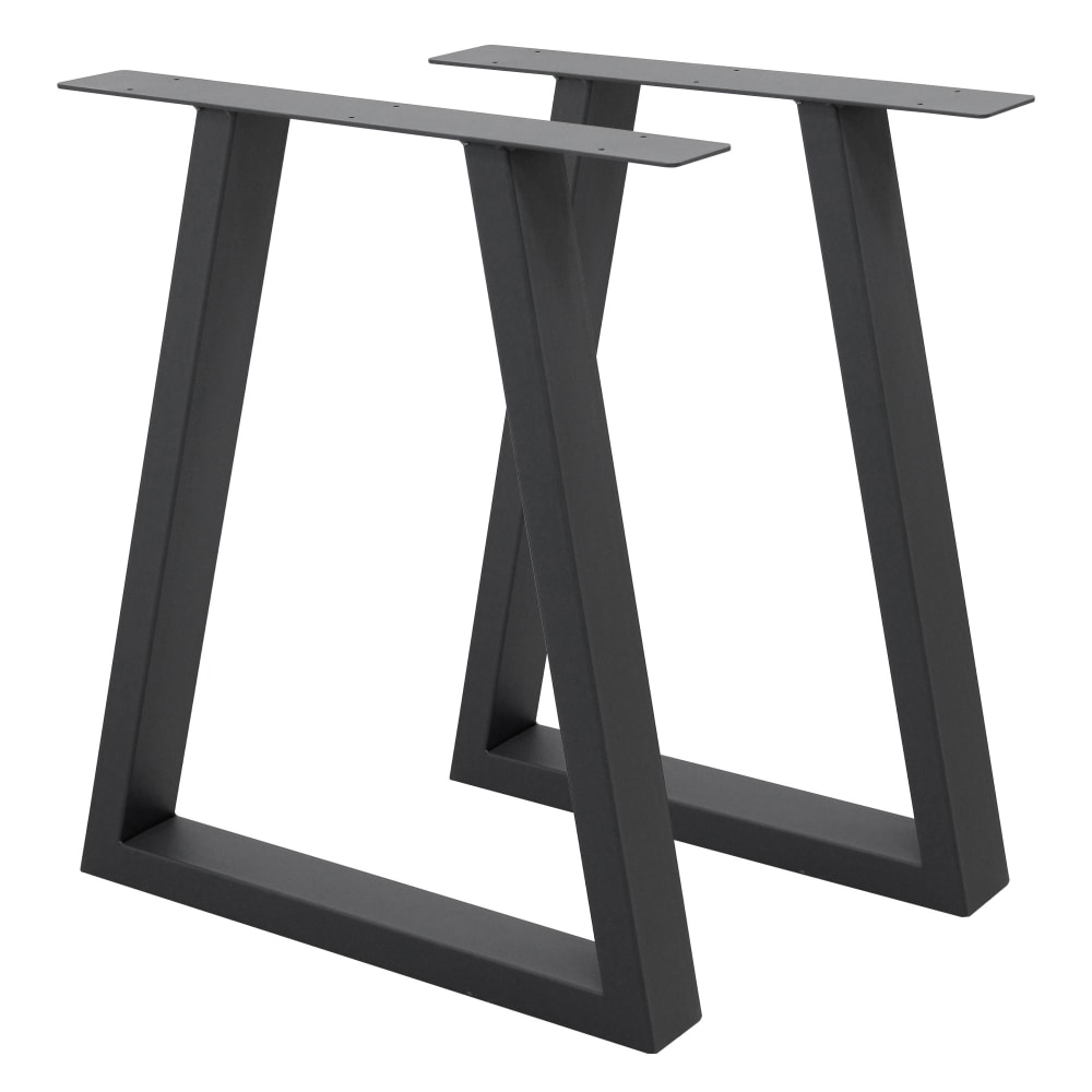 ECD Germany Tischbeine 2er Set 60x72 cm Anthrazit, Trapezförmig, Stahl, Industrial Grau Metall