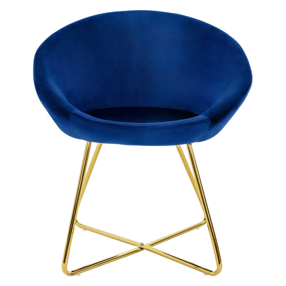 ML-Design Esszimmerstuhl Blau aus Samt gepolstert goldene Metallbeine Blau Samt