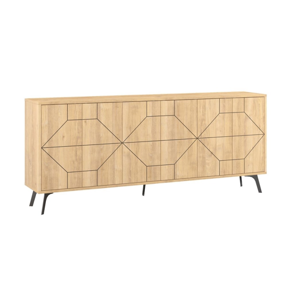 Buffet 6 portes L184 cm - Effet Chêne