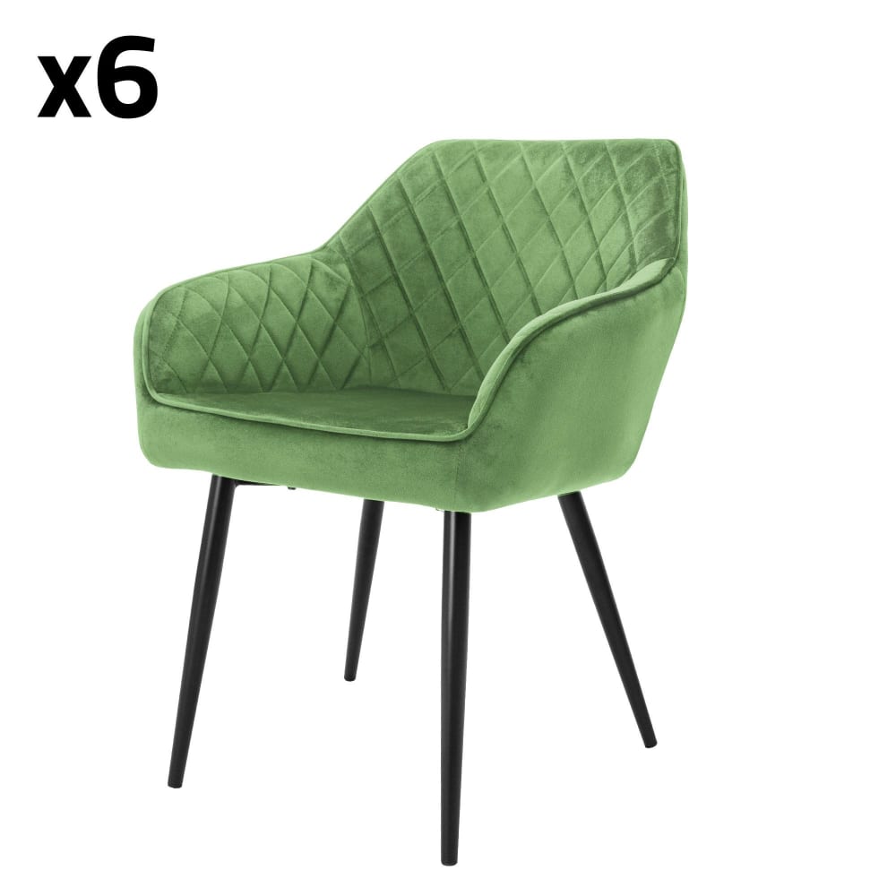 ML-Design Esszimmerstühle 6er Set Salbei mit Samtbezug und Metallbeinen Grün Samt
