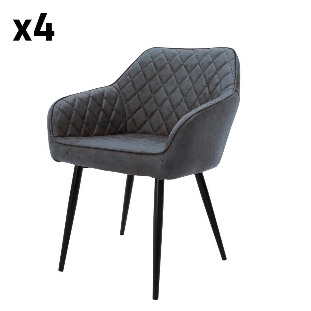 ML-Design Esszimmerstühle 4er Set Anthrazit mit Kunstlederbezug und Metallbeinen Grau Webpelz