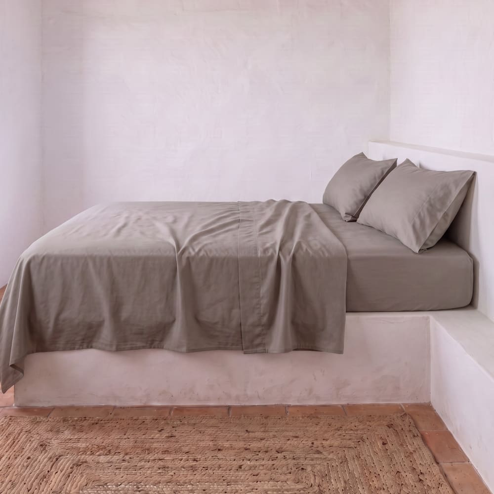 Drap-housse en 100% coton gris foncé 80x200x30 cm — vue 3