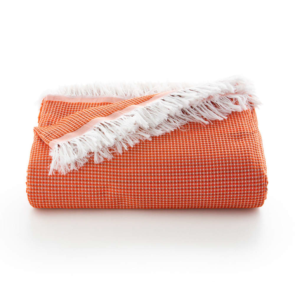 Plaid couvre-lit en coton nid d'abeille carreau 180x280 cm - Maisons du Monde