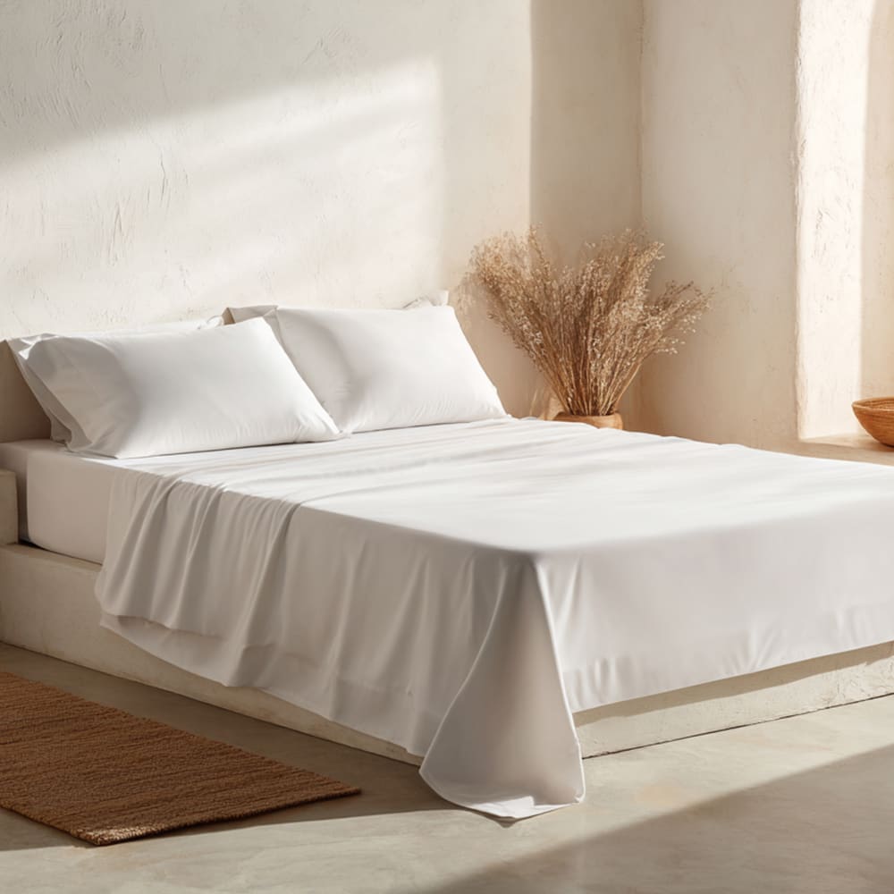 Parure de draps en 100% coton blanc 120x200 + 45x135cm
