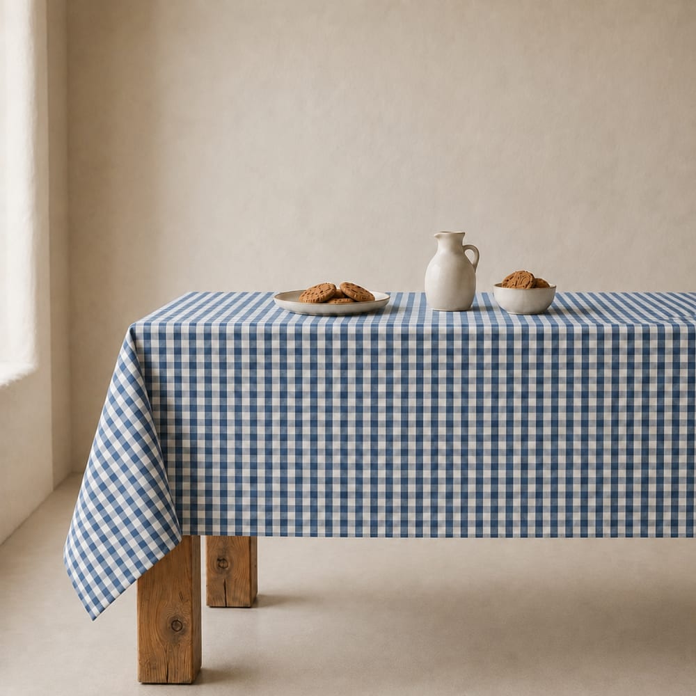 Gamusi Wasserdichte Tischdecke, kariert aus Baumwolle, Blau 140x200cm style modern Blau Öko-Tex Zertifikat Baumwolle