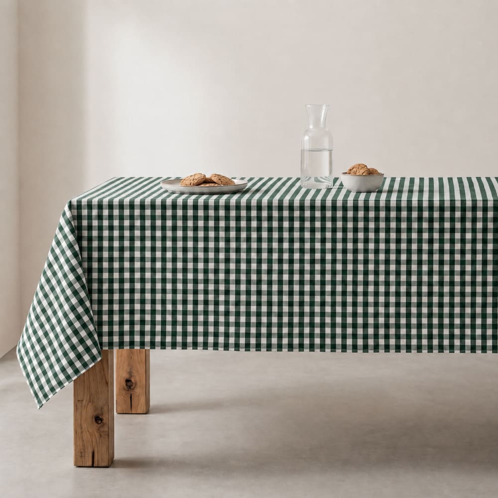 Gamusi Wasserdichte Tischdecke, kariert aus Baumwolle, Grün 140x180cm style modern Grün Öko-Tex Zertifikat Baumwolle