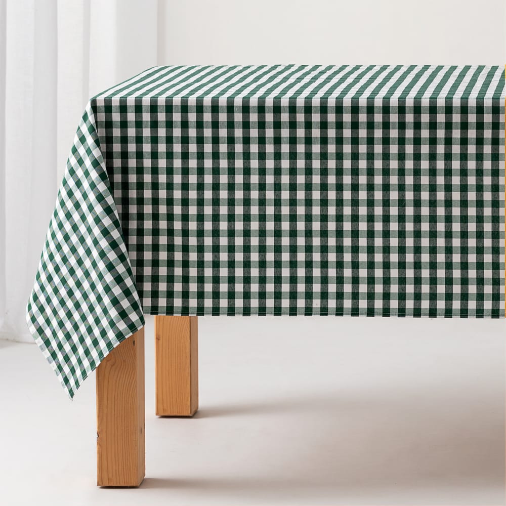 Nappe en coton antitache tissu à carreaux vert 140x140 cm