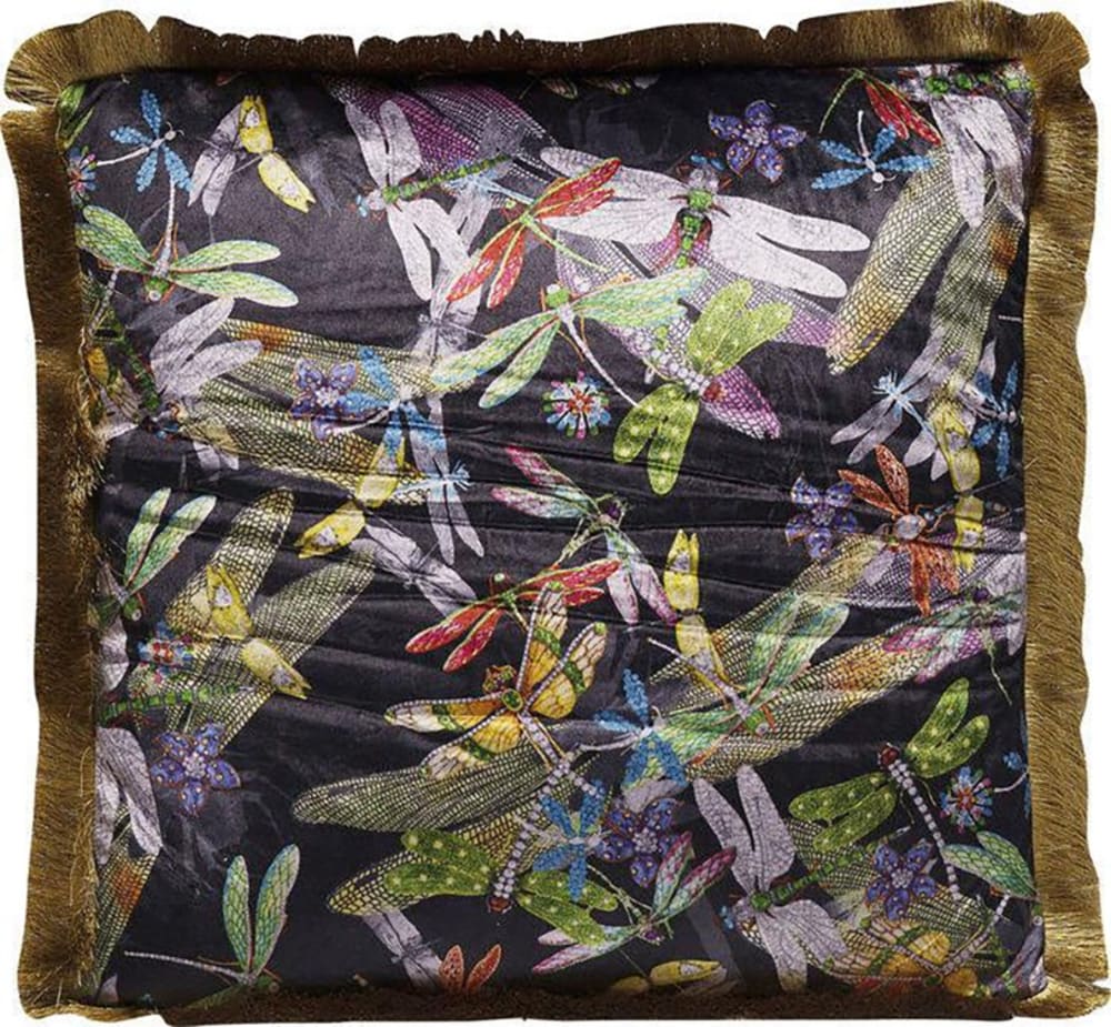 Coussin &agrave; franges libellules 45x45cm kare design