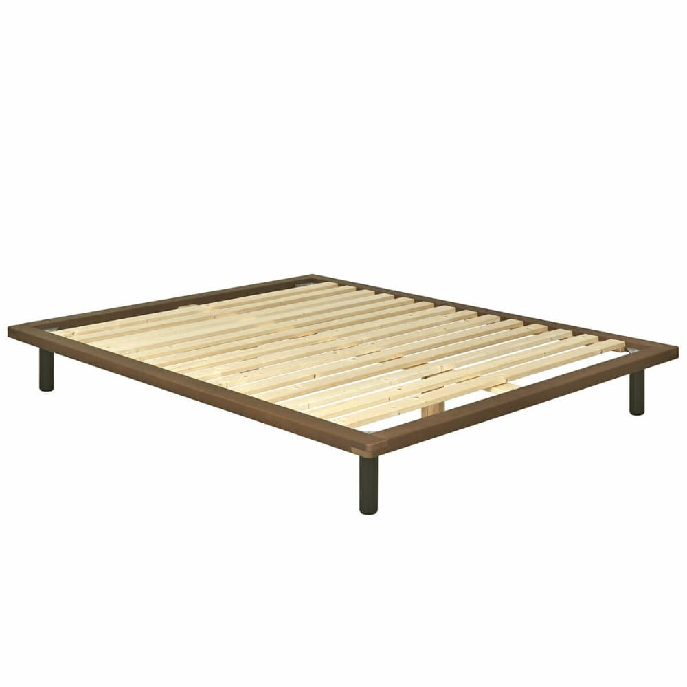 Lit 2 places bois massif noyer 120x200 cm - Maisons du Monde