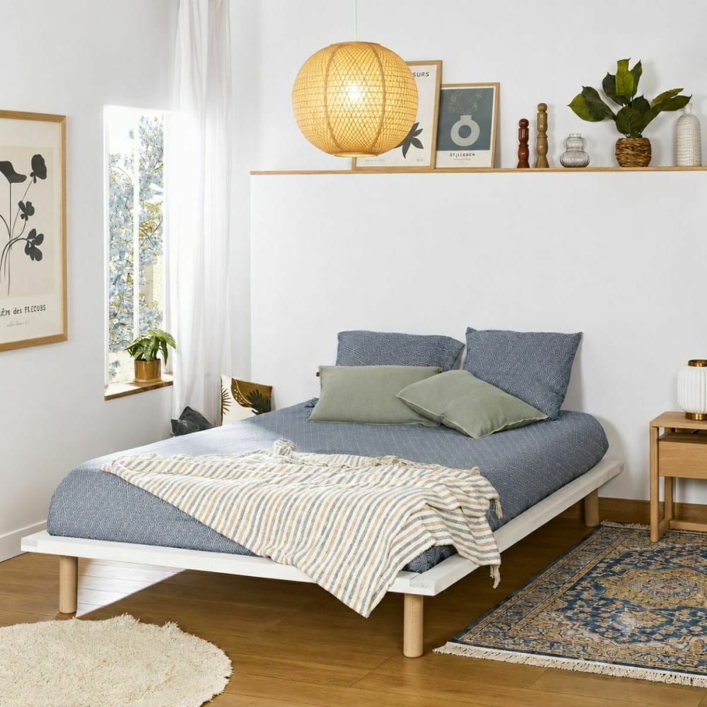 Pack lit avec matelas bois massif blanc 120x200 cm - Maisons du Monde