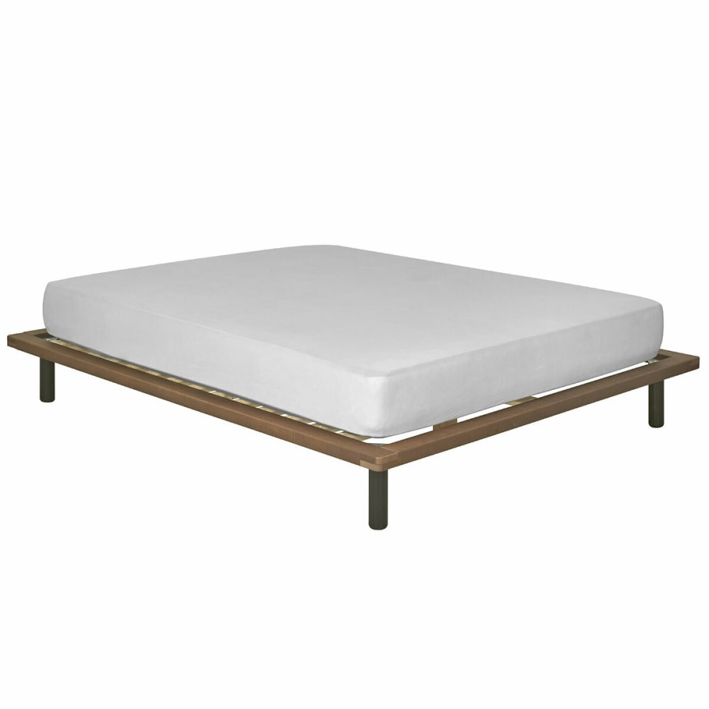 Pack lit avec matelas bois massif noyer 120x200 cm