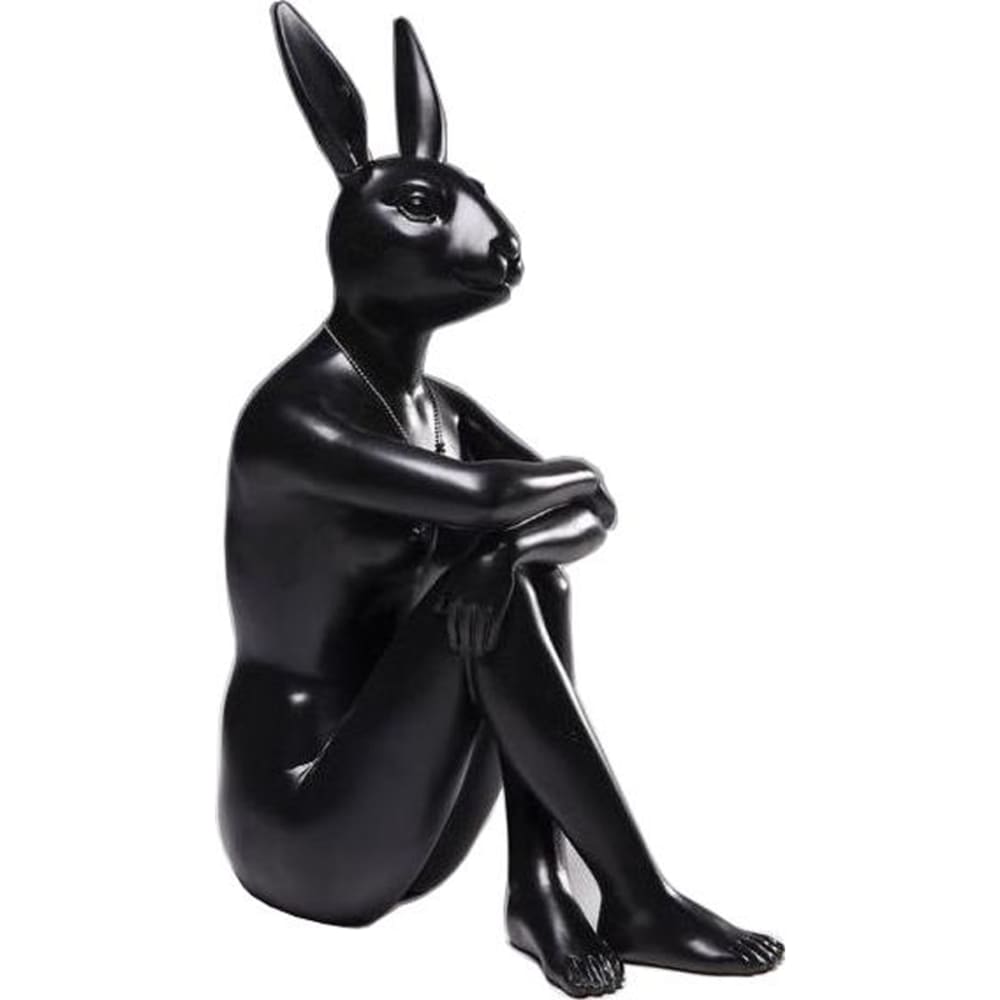 Kare Design Dekofigur Sitzender Hase aus Polyresin, schwarz, H39cm - Harz