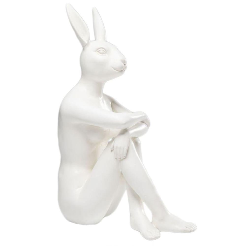 Kare Design Dekofigur Sitzender Hase aus Polyresin, weiß, H39cm - Harz