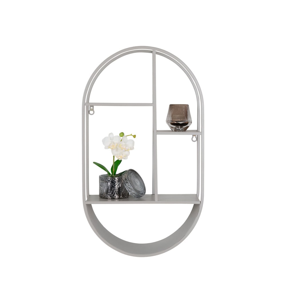 Étagère murale ovale en métal - Gris