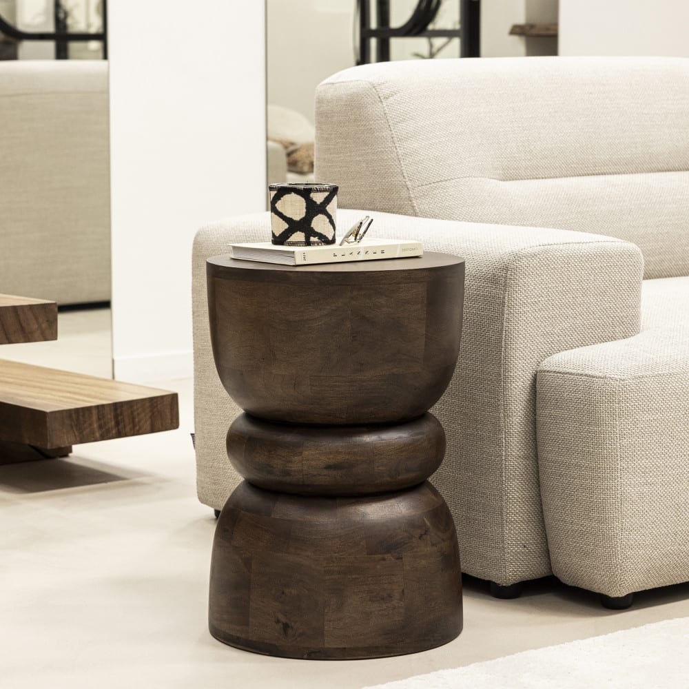 Table d'appoint en bois massif ø33,5cm - Bois foncé