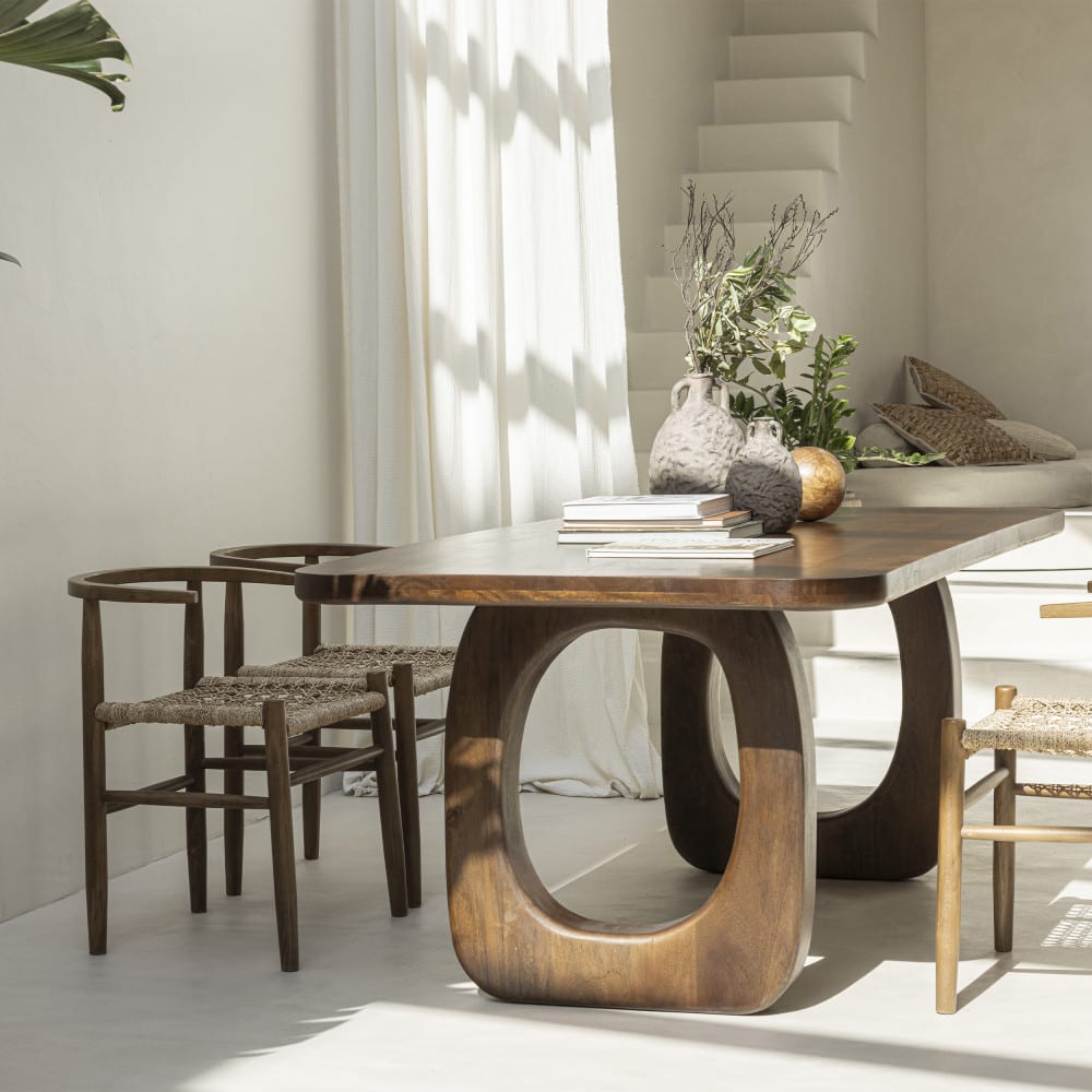 Table à manger en bois massif 200x100cm - Bois foncé