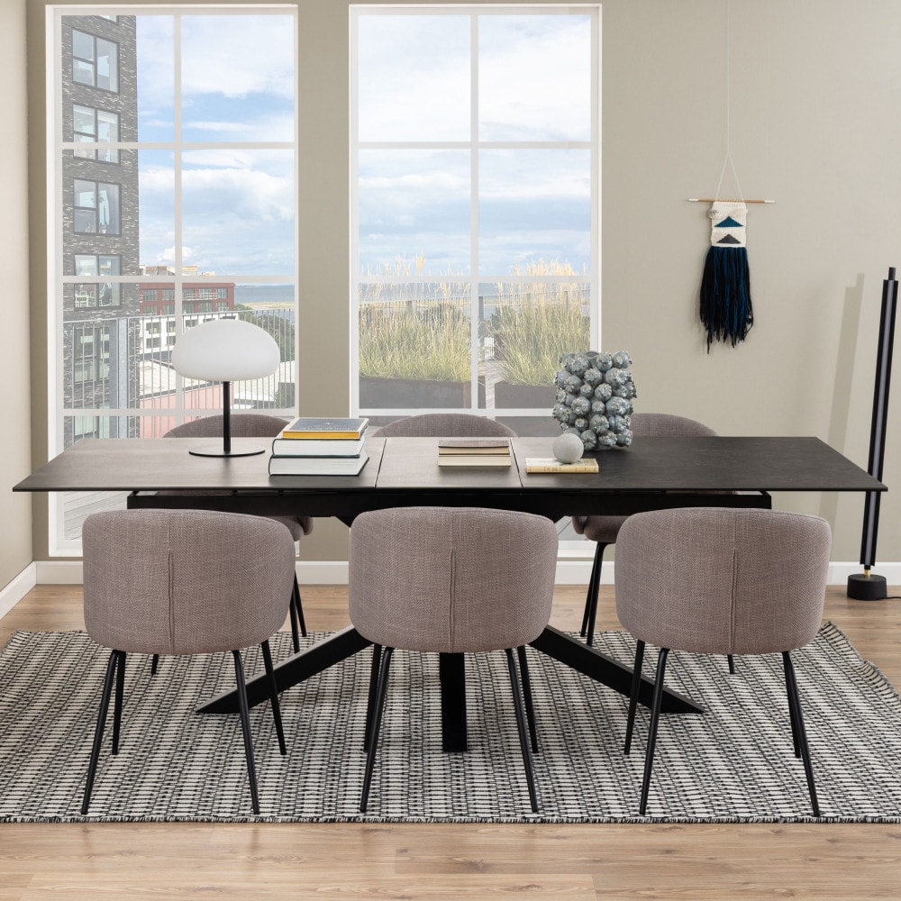 Table à manger extensible 6 à 12 personnes 200-240x100cm - noir - Maisons du Monde
