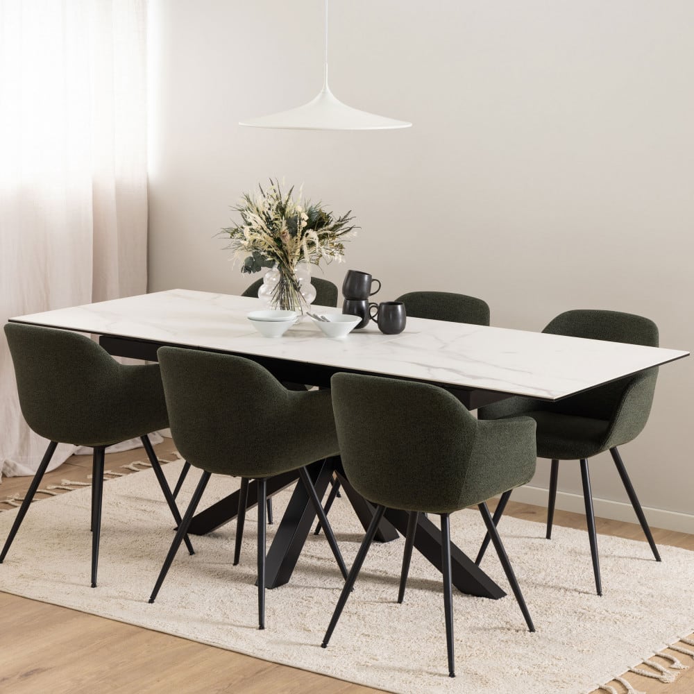 Table à manger extensible 6 à 8 places 168-210x90cm - blanc - Maisons du Monde