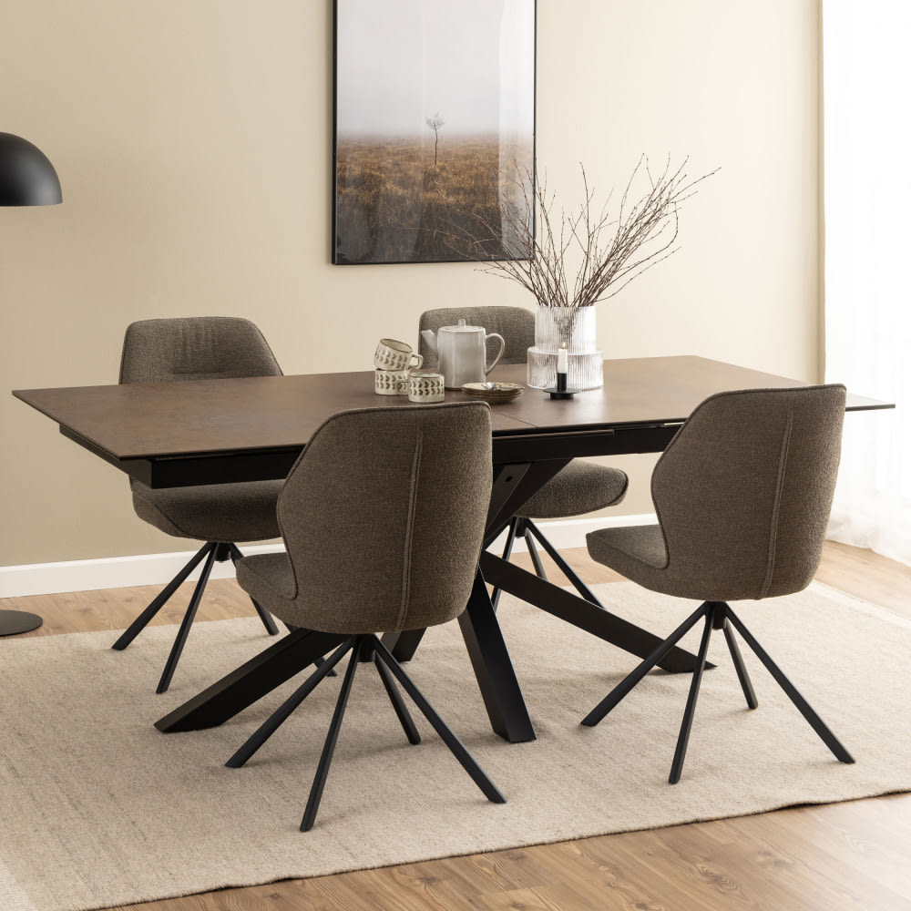 Table à manger extensible 6 à 12 personnes 200-240x100cm - marron - Maisons du Monde