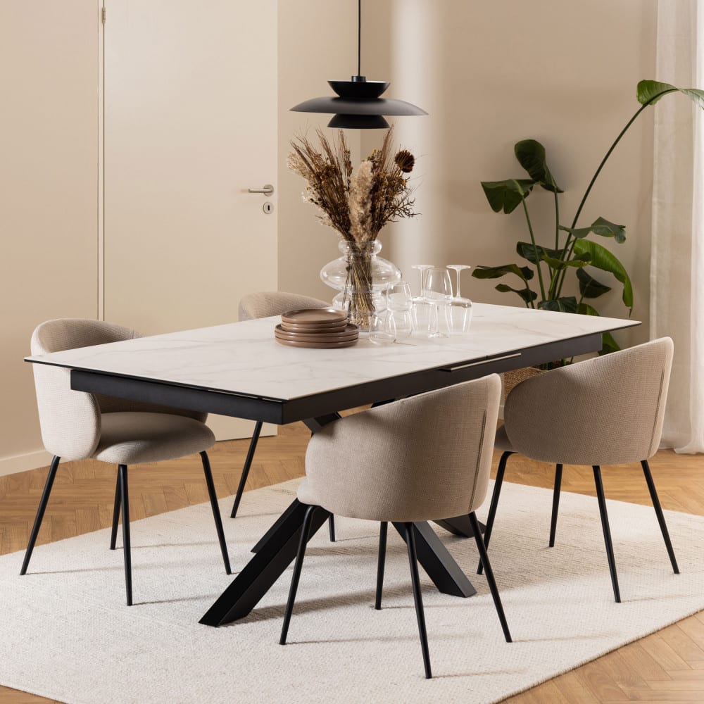 Table à manger extensible 6 à 12 personnes 200-240x100cm - blanc - Maisons du Monde