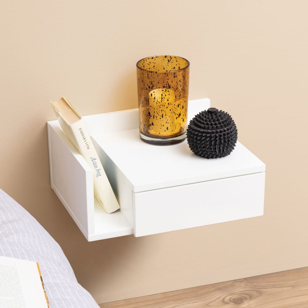 Table de chevet murale réversible en bois - blanc