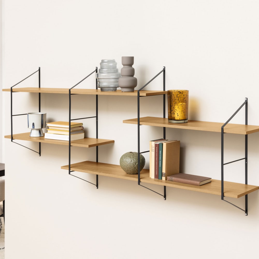 Etagère murale en bois et métal L191cm - Bois clair