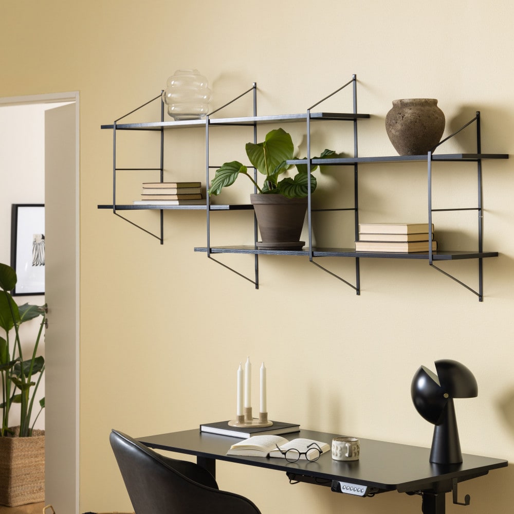 Etagère murale en bois et métal L191cm - Noir