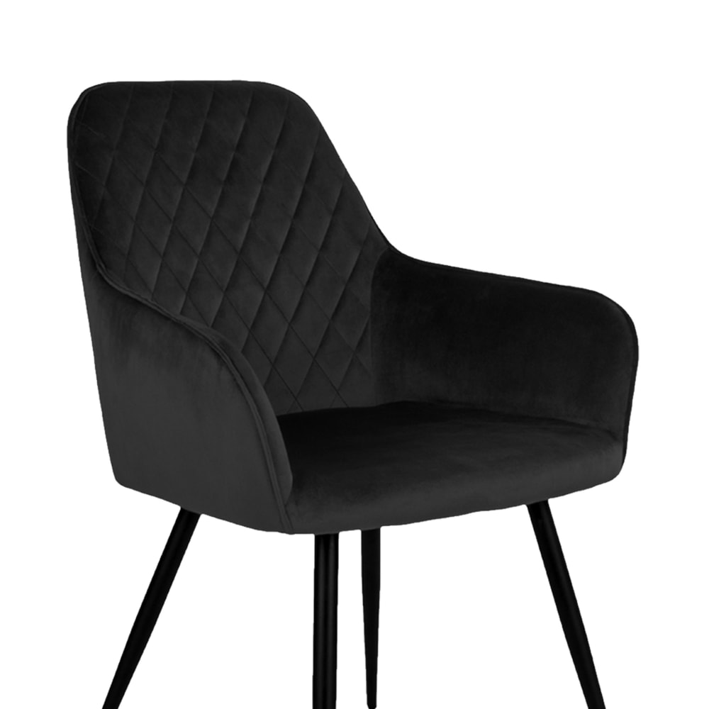 Lot de 2 fauteuils repas 65x57x87 cm en velours noir - nyla