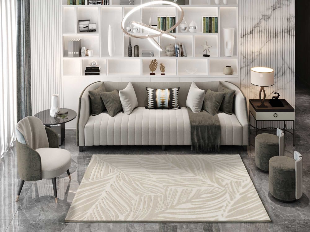 Tapis à relief botanique blanc/crème 160x230 cm