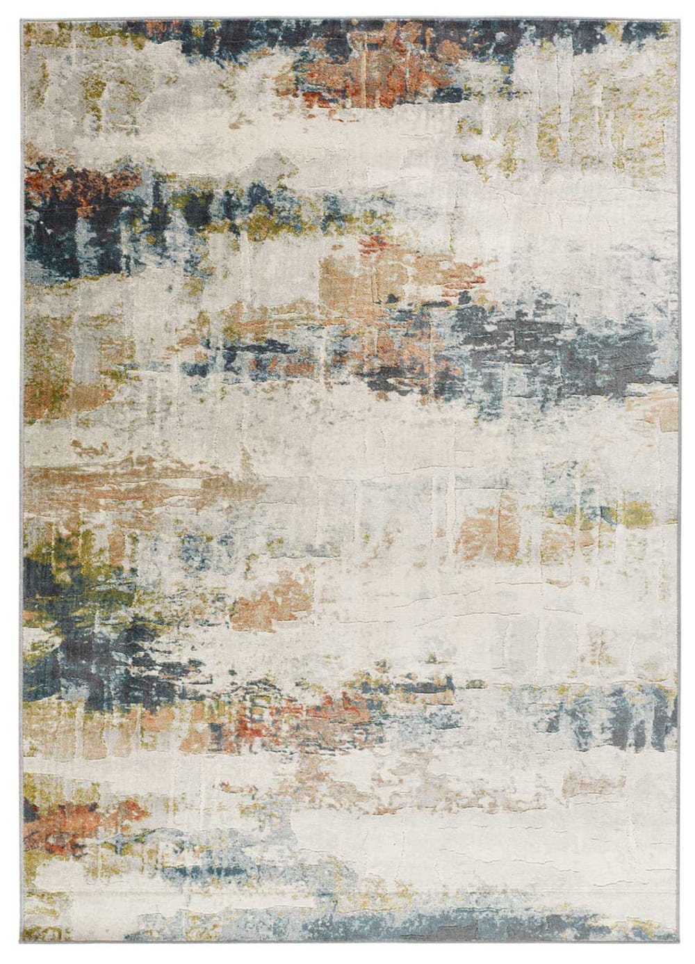 Tapis en viscose abstrait beige/bleu/rouille  200x290 cm