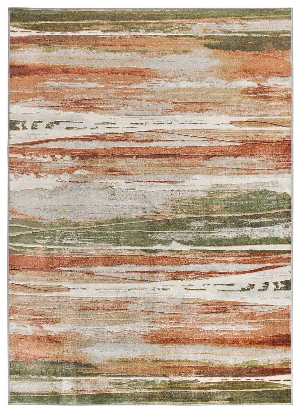 Tapis en viscose géométrique beige/rouille/vert  135x195 cm