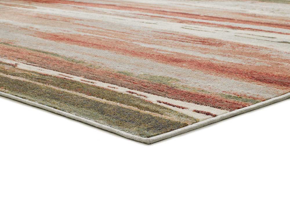 Tapis en viscose géométrique beige/rouille/vert 135x195 cm — vue 4