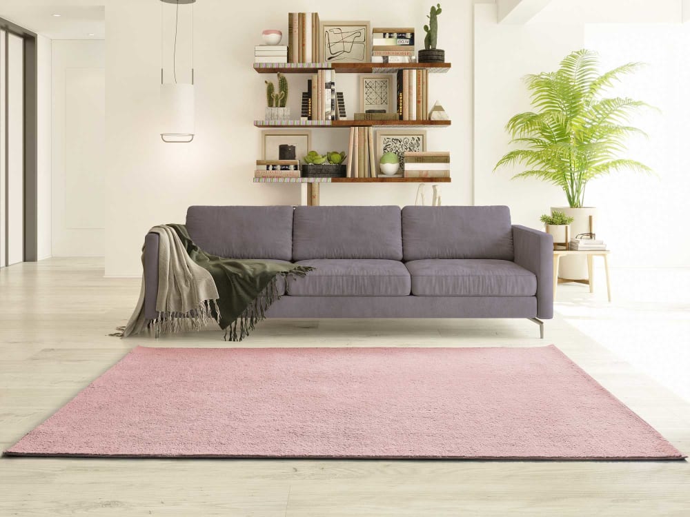 Atticgo Tapis descente de lit lavable rose antidérapant 60x100 cm style contemporain Certifié Oeko-Tex - Pes - Polyester