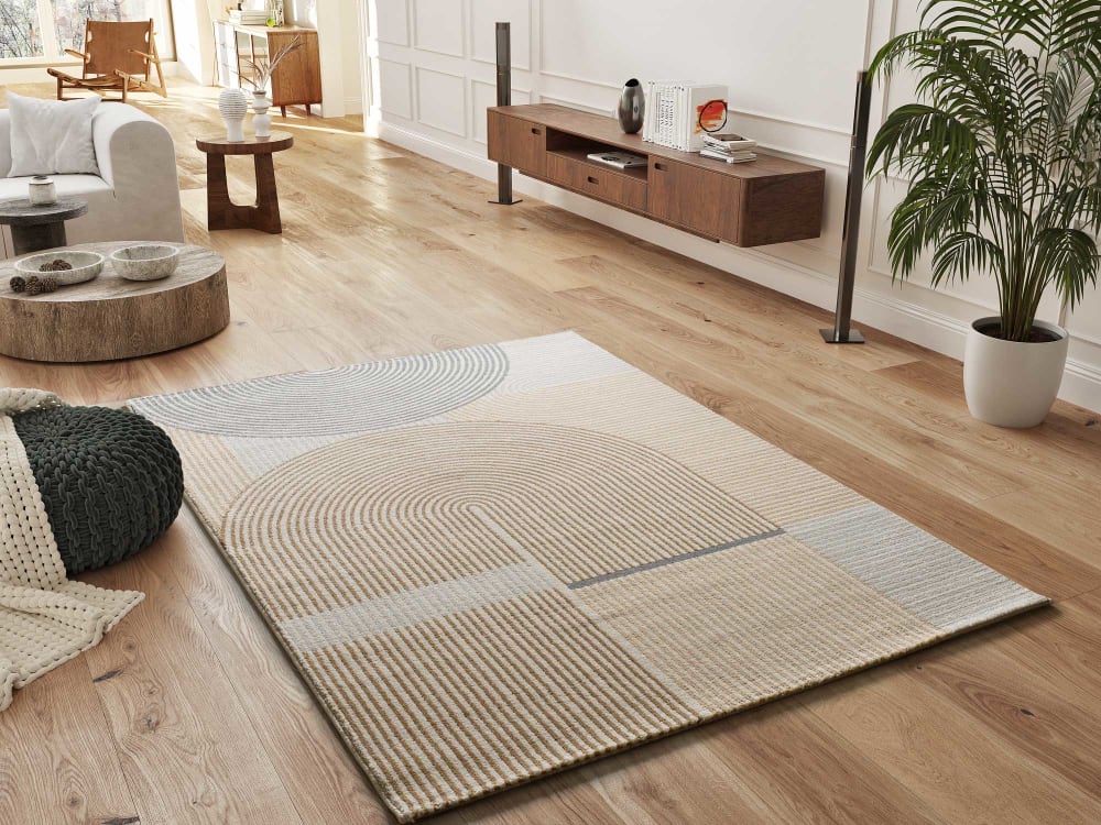 Tapis géométrique beige/gris 160x230 cm — vue 3