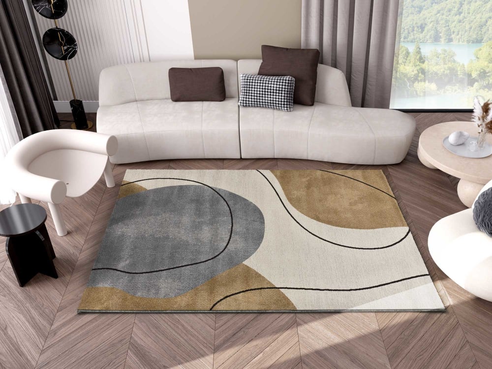 Tapis formes organiques beige/gris/marron 160x230 cm — vue 3
