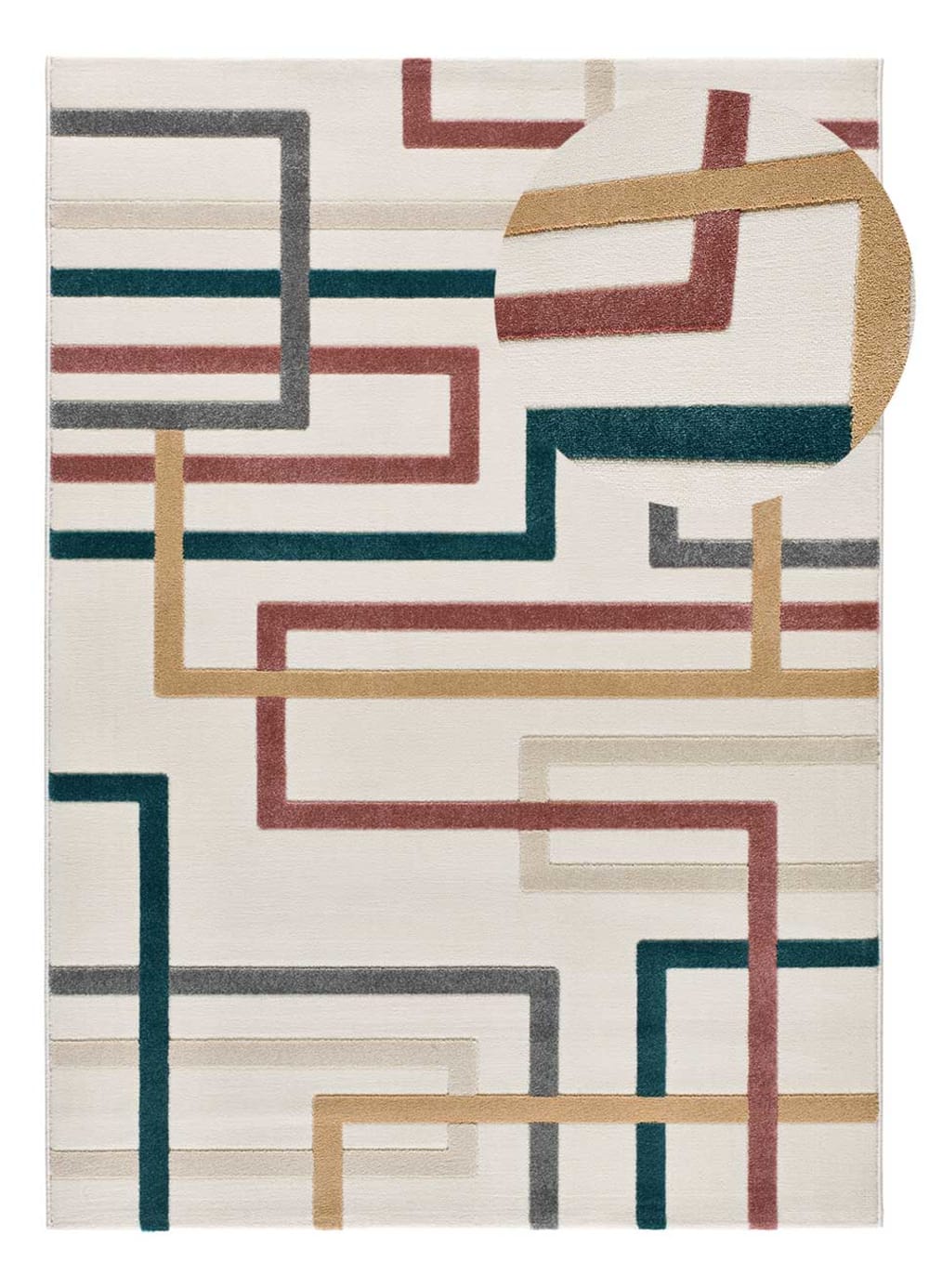 Tapis à relief géométrique blanc/multicolore 80x150 cm